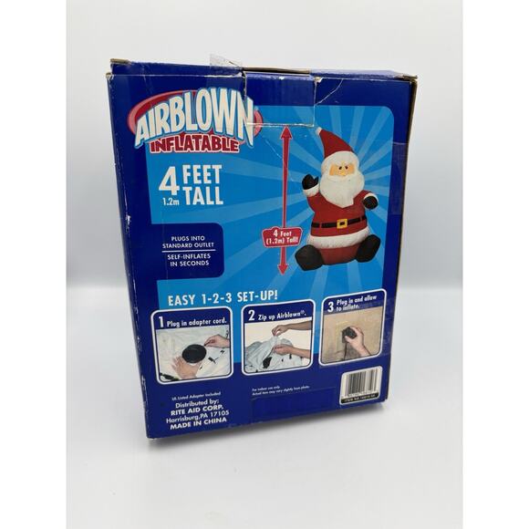 Gemmy AirBlown Inflatable 4ft Santa Opened To Show Its Working Plug In NEW - Picture 7 of 12